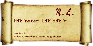 Münster Lázár névjegykártya